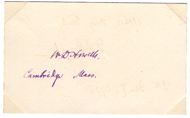 SIGNATURE - WILLIAM DEAN HOWELLS, NOVELIST AND CRITIC