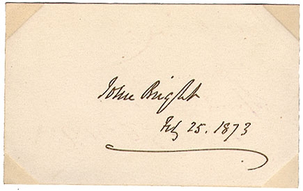 SIGNATURE - JOHN BRIGHT, BRITISH POLITICIAN