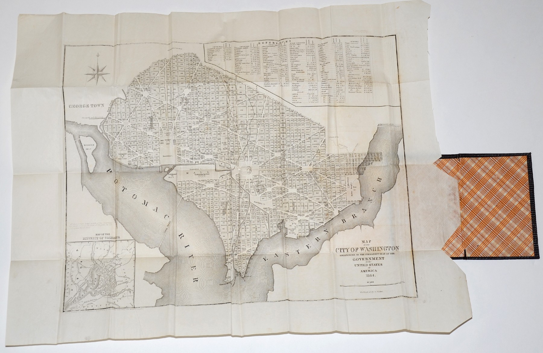 ORIGINAL 1864 TRAVELLER’S POCKET MAP OF WASHINGTON, D.C.