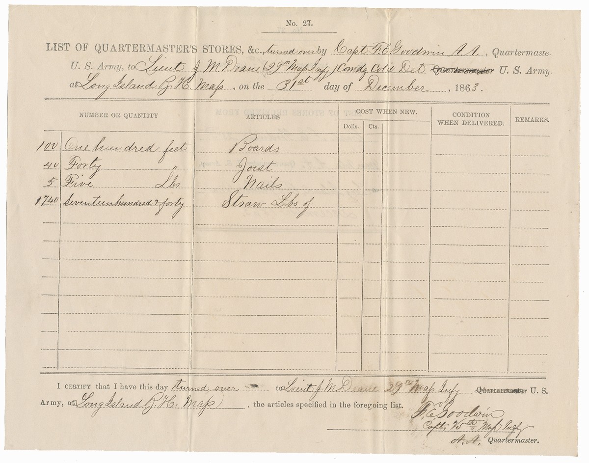 U.S QUARTERMASTER DOCUMENT—