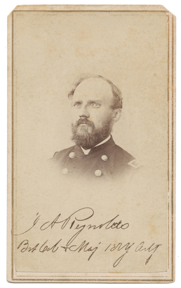 SIGNED BUST VIEW CDV OF 1ST NEW YORK LIGHT ARTILLERY MAJOR JOHN A. REYNOLDS