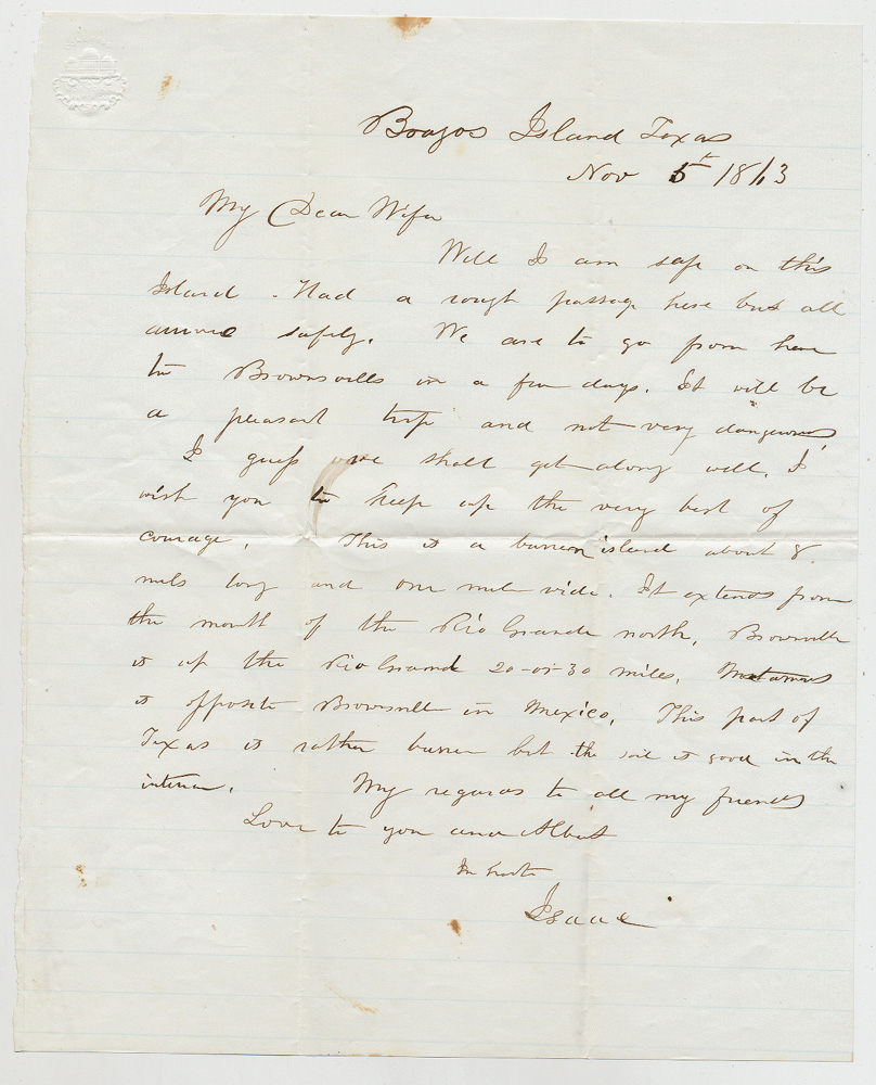 NOVEMBER 1863 UNION SOLDIER LETTER—BREVET BRIGADIER  GENERAL  ISAAC DYER, 15TH MAINE INFANTRY