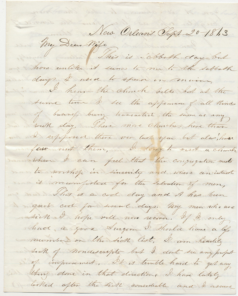 SEPTEMBER 1863 UNION SOLDIER LETTER—BREVET BRIGADIER  GENERAL  ISAAC DYER, 15TH MAINE INFANTRY