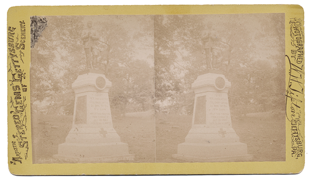 STEREO VIEW OF 121st NEW YORK MONUMENT AT GETTYSBURG