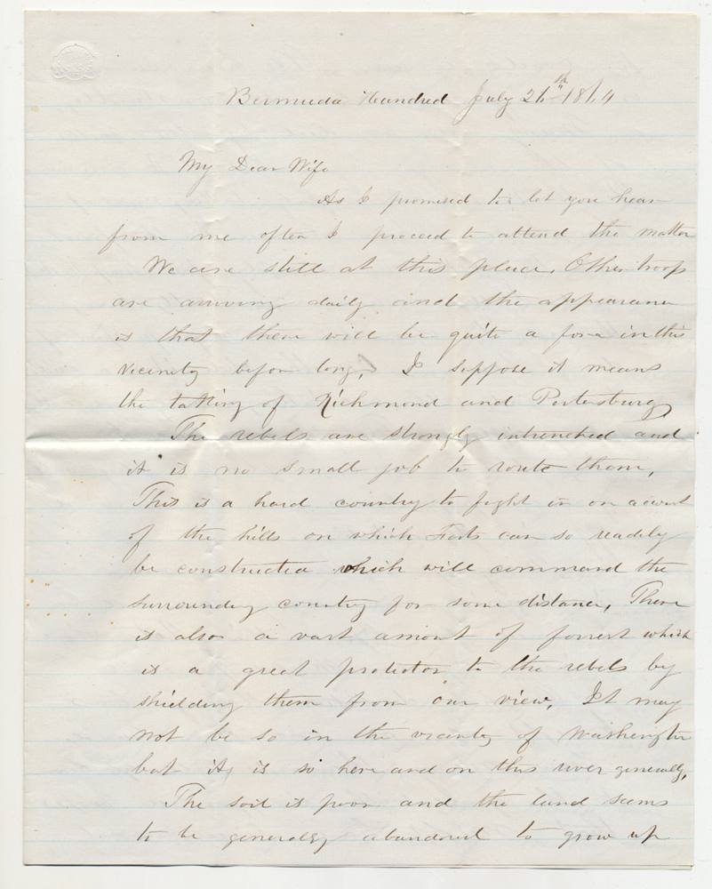 JULY 1864 UNION SOLDIER LETTER—BREVET BRIGADIER GENERAL ISAAC DYER, 15TH MAINE INFANTRY