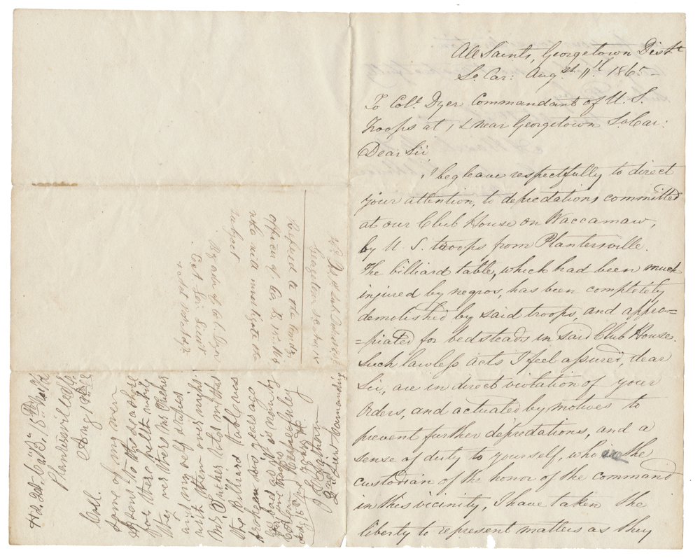 AUGUST 1865 CORRESPONDENCE ADDRESSED TO BREVET BRIG. GENL ISAAC DYER, 15TH MAINE INFANTRY