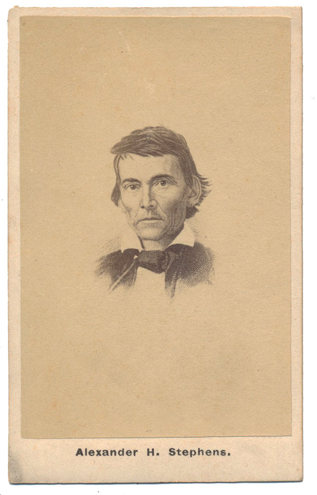 CDV PORTRAIT OF ALEXANDER H. STEPHENS, CONFEDERATE STATES VICE PRESIDENT