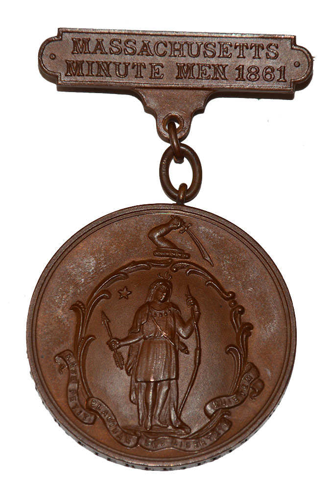MASSACHUSETTS MINUTEMAN MEDAL OF RICHARD H. FISHER 4th MASS, AND LATER 39th MASS, WIA WILDERNESS 