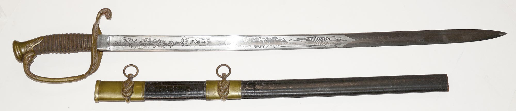 IDENTIFIED MODEL 1852 NAVAL OFFICER’S SWORD WITH SCABBARD – CHARLES F. HATCH