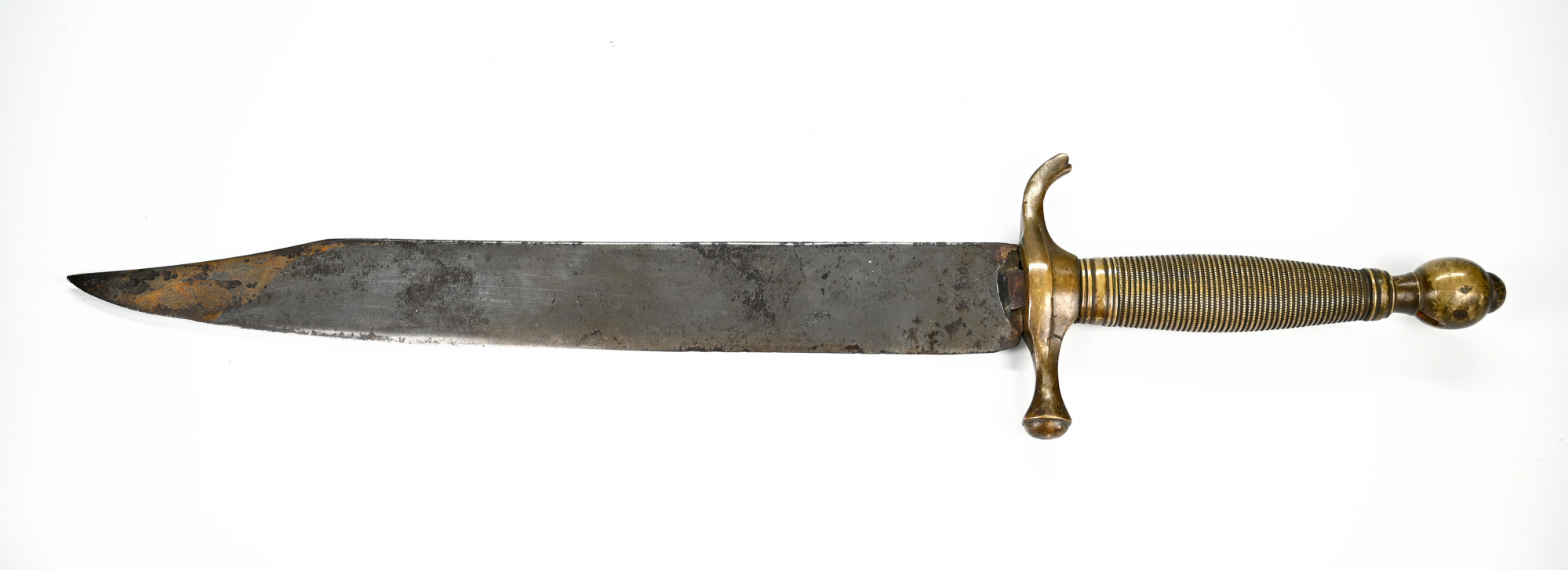 CONFEDERATE CLIP POINT BOWIE WITH SALVAGED MUSICIAN SWORD BRASS HILT
