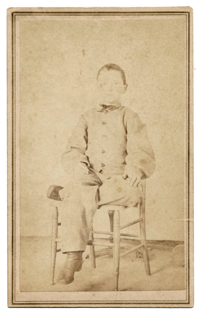 CDV OF YOUNG BOY IN CONFEDERATE UNIFORM – SON OF 3RD VIRGINIA QUARTERMASTER