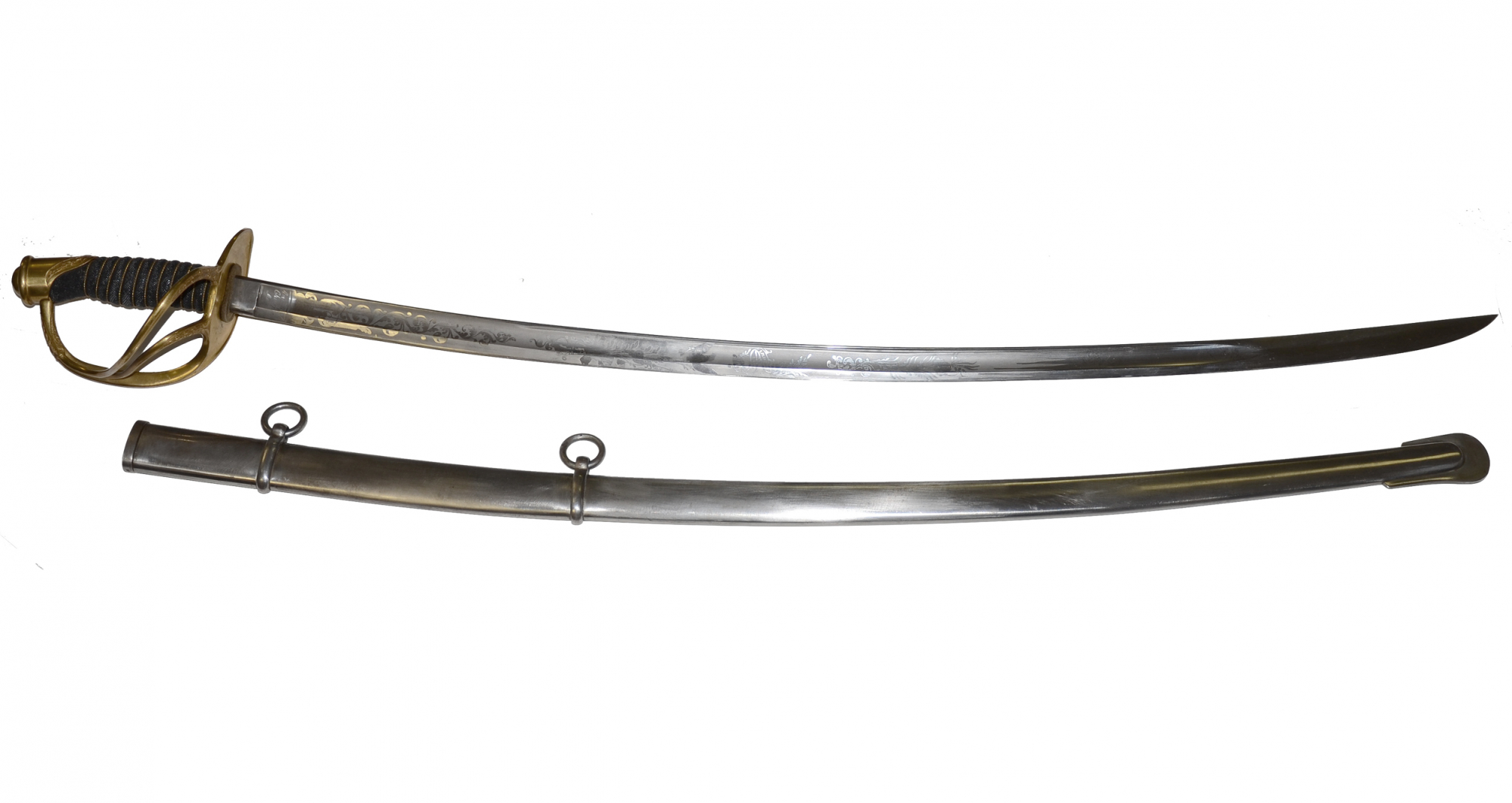 US MODEL 1860 AMES CAVALRY OFFICER’S SABER WITH WOOD LINED STEEL SCABBARD