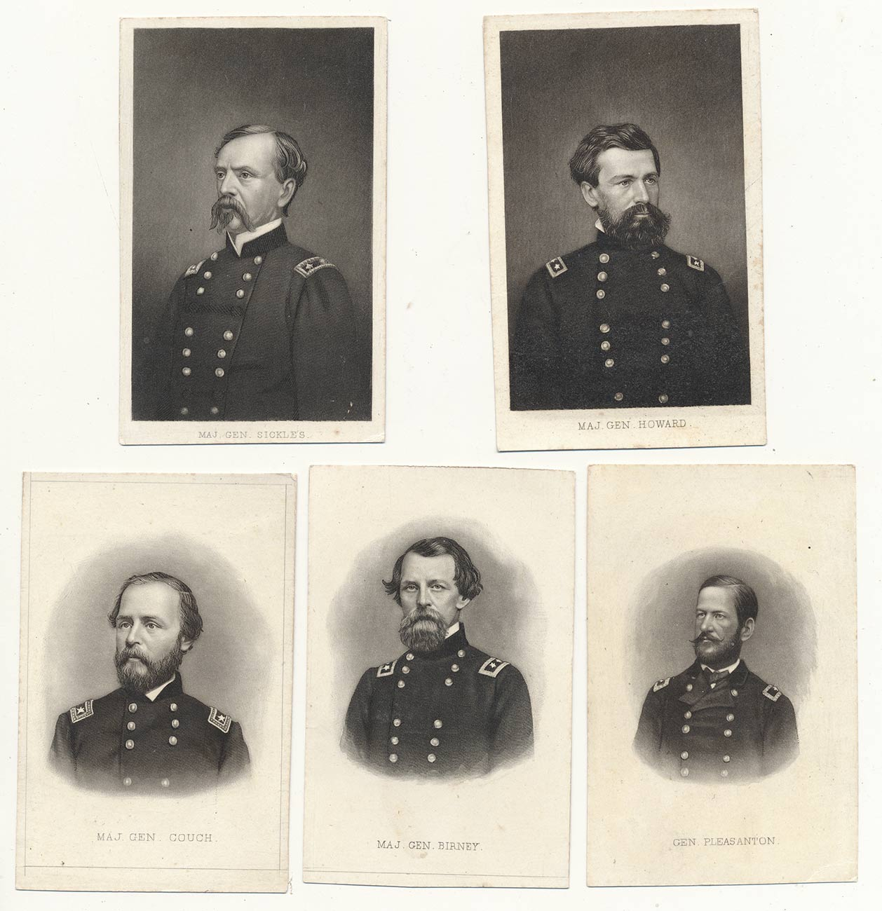 SELECTION OF CDV SIZED STEEL ENGRAVINGS OF UNION GENERALS 