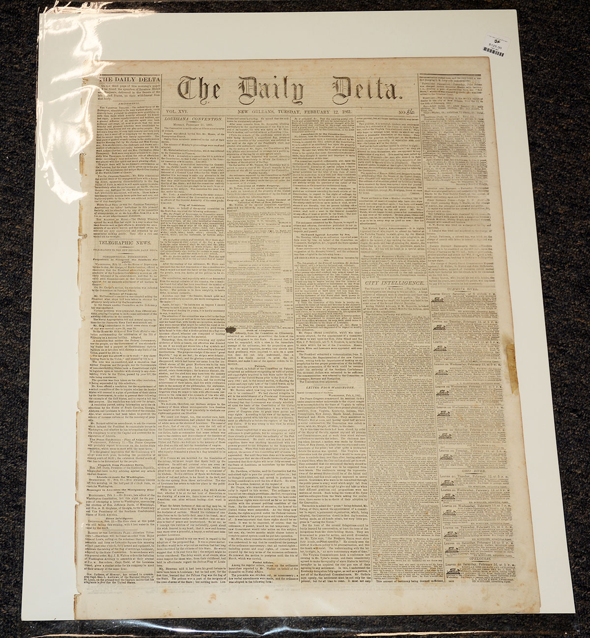 NEW ORLEANS “DAILY DELTA” NEWSPAPER—FEBRUARY 12, 1861