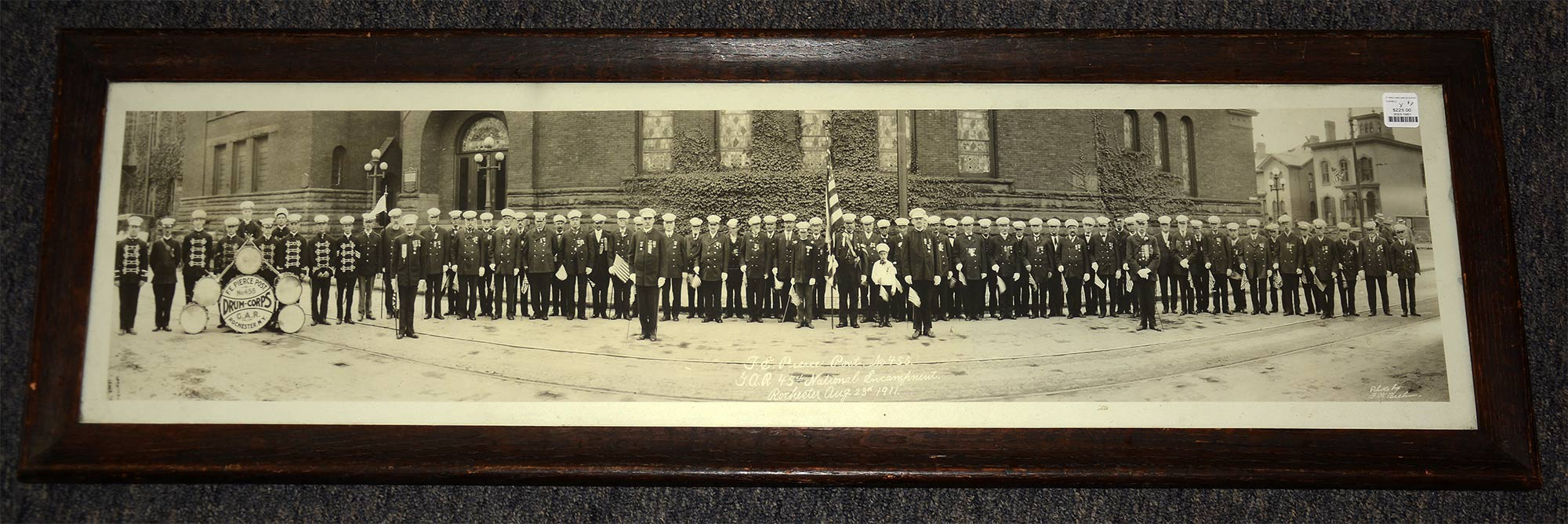 AUGUST 1911 YARD LONG PHOTO OF ROCHESTER NEW YORK GAR VETERANS OF POST 455