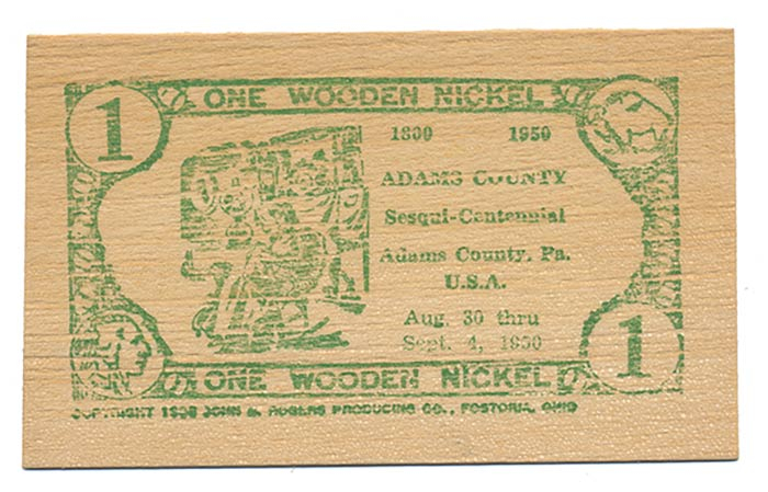 1950 ADAMS COUNTY WOODEN NICKEL