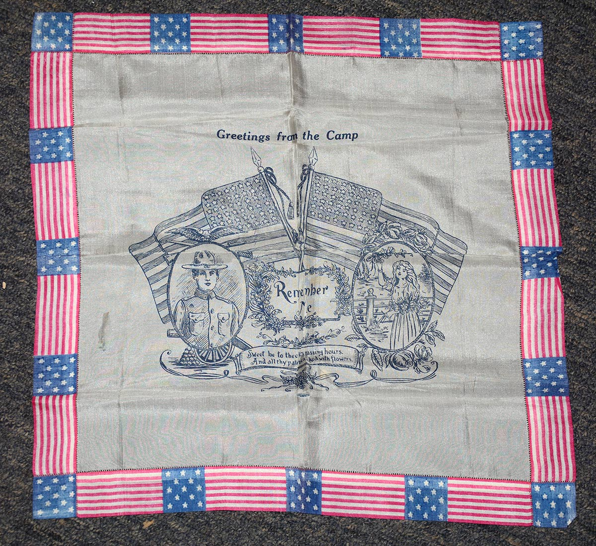 US WORLD WAR ONE SOUVENIR HANDKERCHIEF