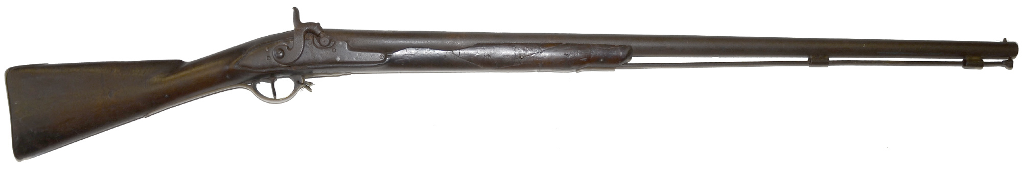 DRUM CONVERSION OF A STATE OF VIRGINIA SWAN CONTRACT MUSKET MARKED “VA. REGT. FAUQUIER” WITH CUT DOWN STOCK