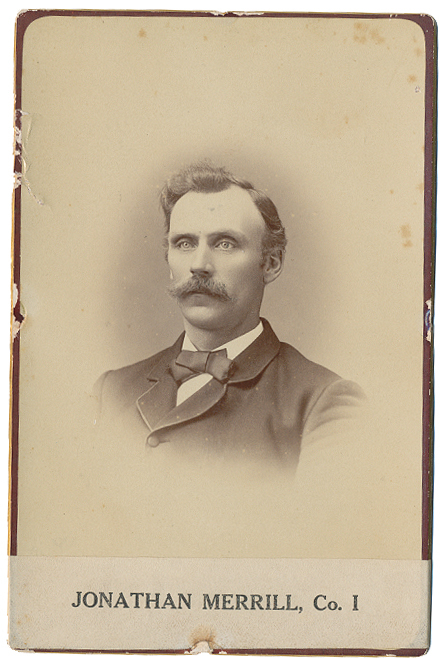 POST-WAR CABINET CARD PHOTO OF 2ND NEW HAMPSHIRE PRIVATE WOUNDED AT GETTYSBURG – JONATHAN MERRILL