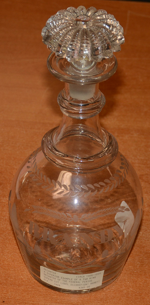 CIRCA 1805-1825 ETCHED BRANDY DECANTER