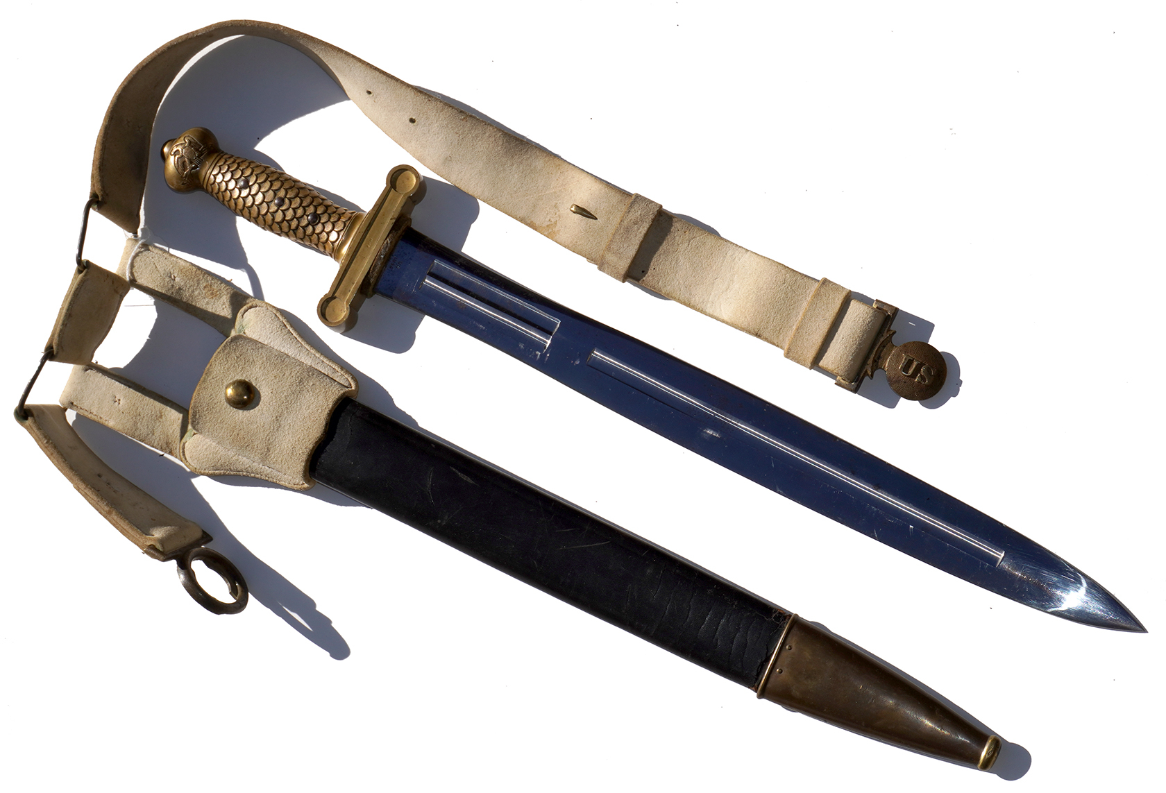 US 1832 PATTERN 1844 DATED ARTILLERY SHORT SWORD AND DINGEE MARKED BELT