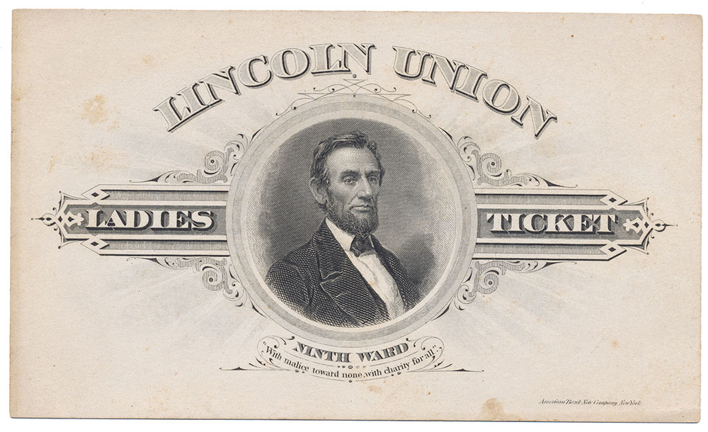 SCARCE LINCOLN UNION BALL LADIES’ TICKET