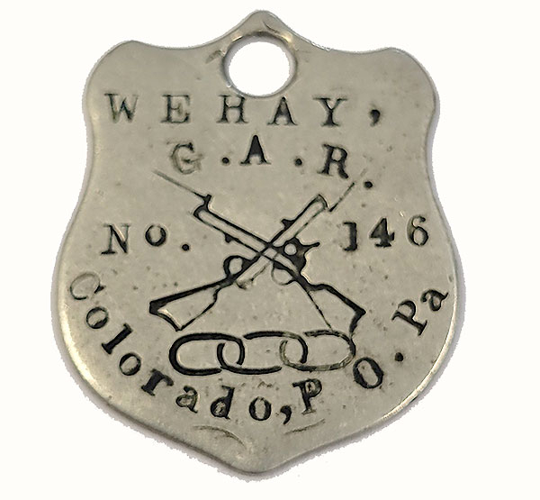 CIVIL WAR VETERAN’S WATCH FOB: 96th PENNSYLVANIA 