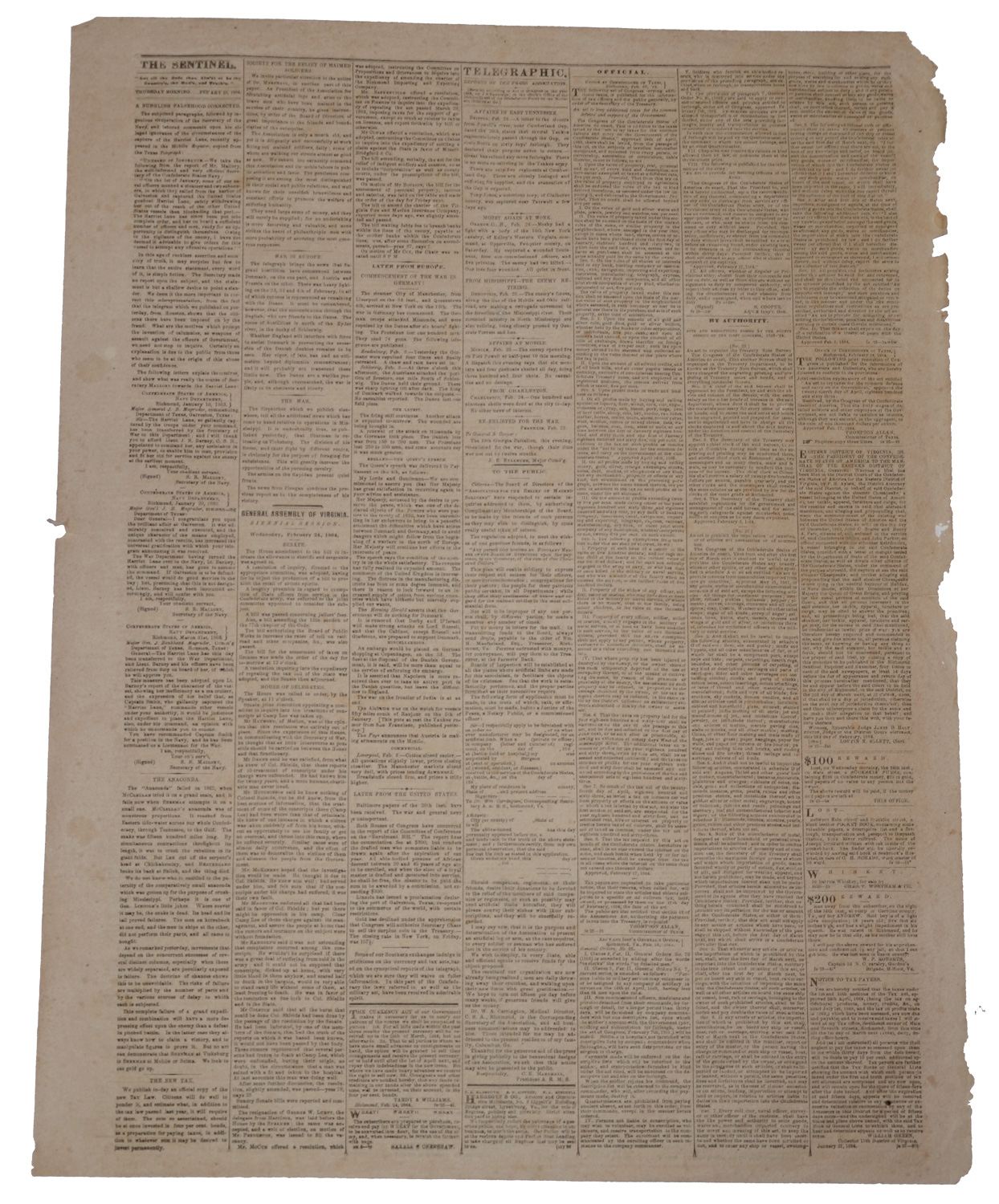 THE [RICHMOND] SENTINEL—FEBRUARY 25, 1864