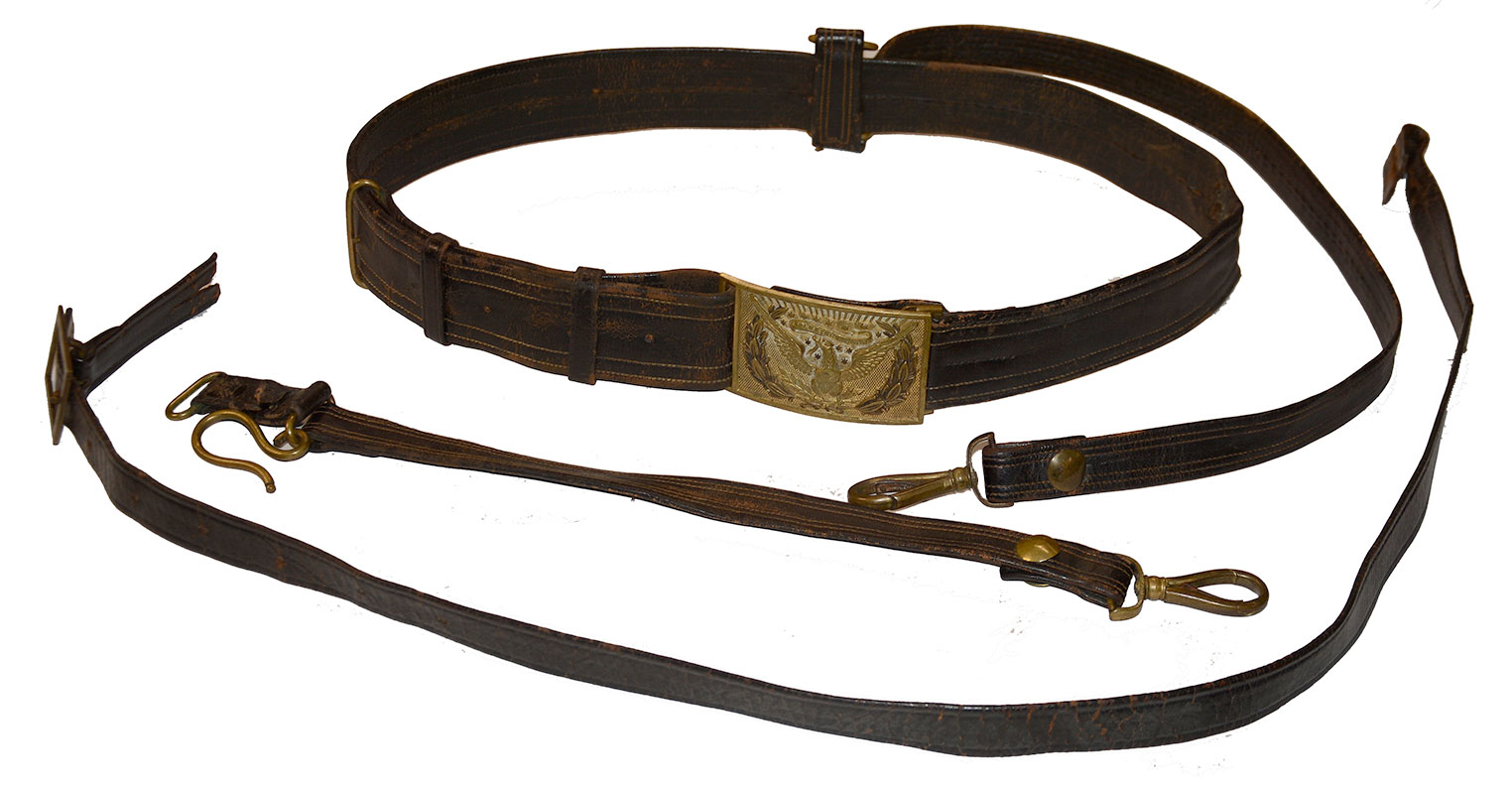 CIVIL WAR OFFICER’S SWORD BELT WITH BELT BUCKLE AND STRAPS
