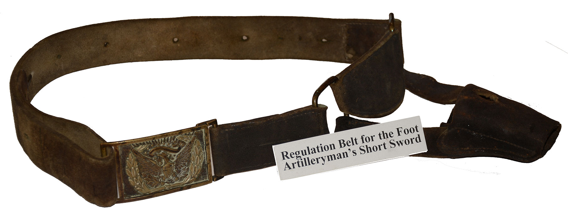 ALLEGHENY ARSENAL MODEL 1851 WAIST BELT & BUCKLE WITH ARTILLERY SHORT SWORD FROG 