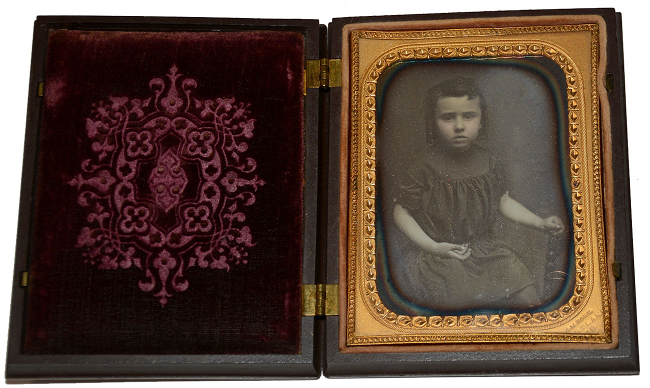INTRIGUING ¼ PLATE DAGUERROTYPE – FREDERIC CHAPMAN, AGE 4, ID’D WITH LOCK OF HAIR