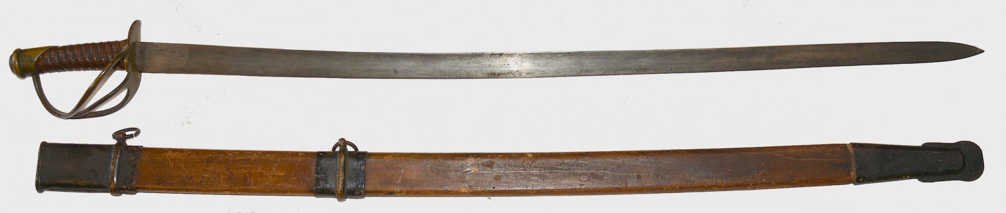 CLASSIC CONFEDERATE ENLISTED CAVALRY SABER WITH WOOD SCABBARD BY KRAFT, GOLDSCHMIDT AND KRAFT OR HAMMOND MARSHALL