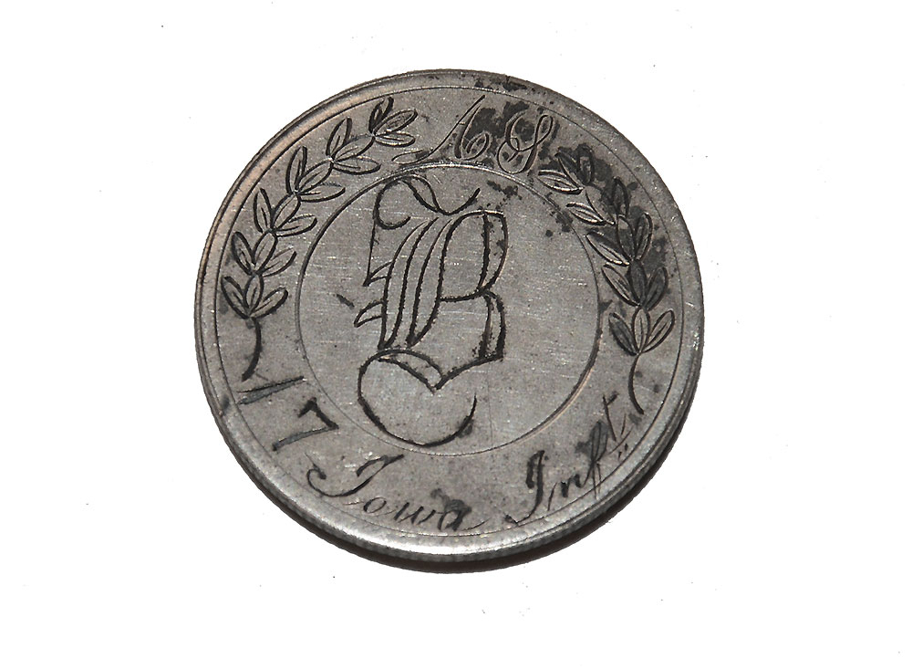 ID PIN MADE FROM SILVER QUARTER – 17TH IOWA INFANTRY