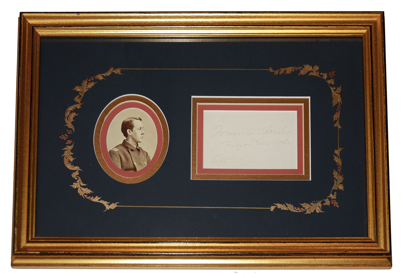 FRAMED, UNMOUNTED WARTIME IMAGE OF GEN. FRANCIS C. BARLOW ALONG WITH SIGNATURE