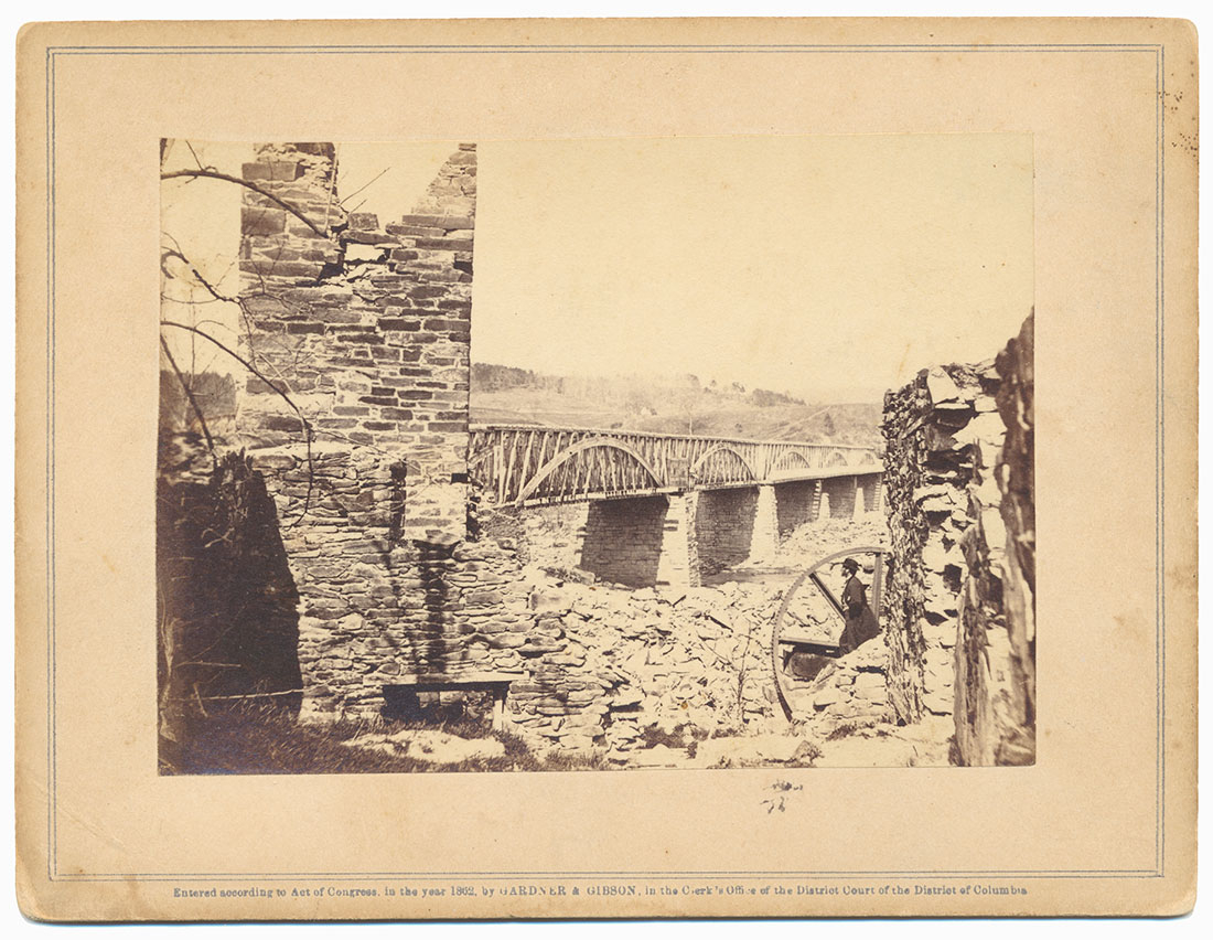 SMALL ALBUMEN PRINT OF CHAIN BRIDGE BY BRADY