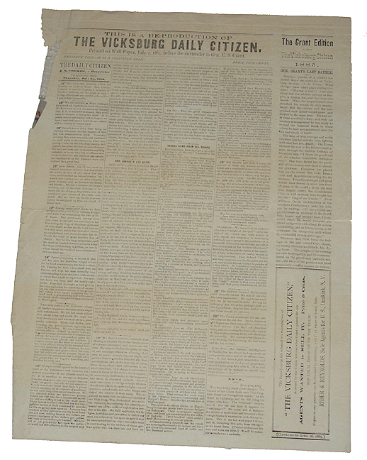 VICKSBURG DAILY CITIZEN, ON WALLPAPER 
