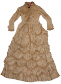A DELIGHTFULLY CHARMING C1886 – 1890 NATURAL COLOR SILK BUSTLE DRESS