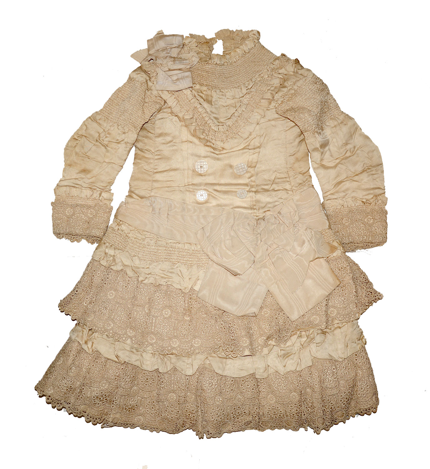 C1880 FORMAL GIRL’S DRESS OF IVORY SILK SATIN