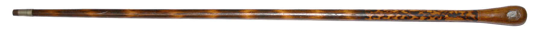 EARLY GETTYSBURG SOUVENIR WOOD CANE WITH EMBEDDED BULLET
