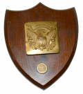 GREAT LOOKING GILT BRASS US MILITIA BELT PLATE AND ARTILLERY BUTTON ON PLAQUE