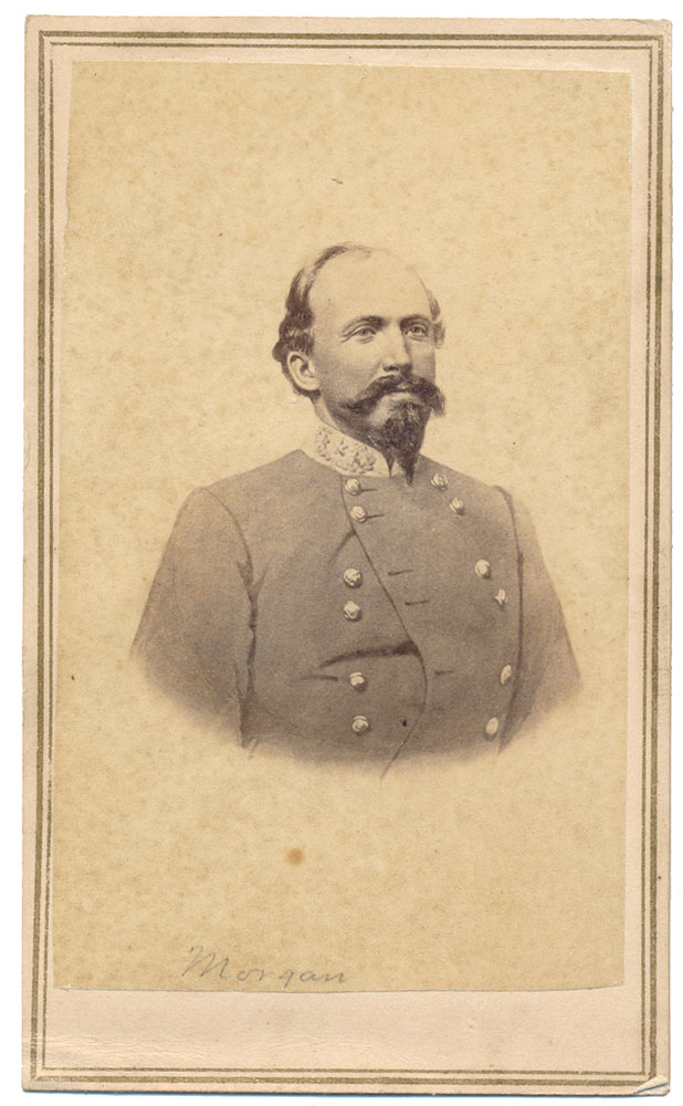 RARE CDV – ETCHING OF GENERAL JOHN HUNT MORGAN – CANCELLED STAMPS, 1865