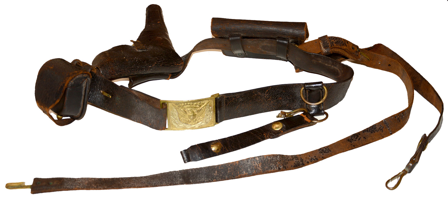 COMPLETE CIVIL WAR SWORD BELT RIG WITH HOLSTER, CAP POUCH, & CARTRIDGE BOX