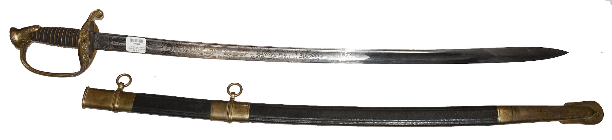 EXCELLENT U.S. M1850 FOOT OFFICER’S SWORD BY SAUERBIER