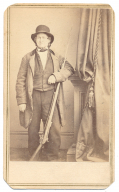 ANTHONY, NY STANDING CDV OF “GETTYSBURG HERO” CIVILIAN JOHN BURNS 