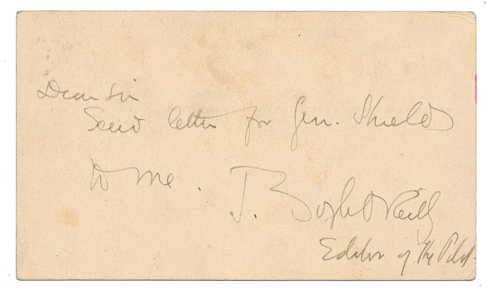 JOHN BOYLE O'REILLY — AUTOGRAPH NOTE SIGNED