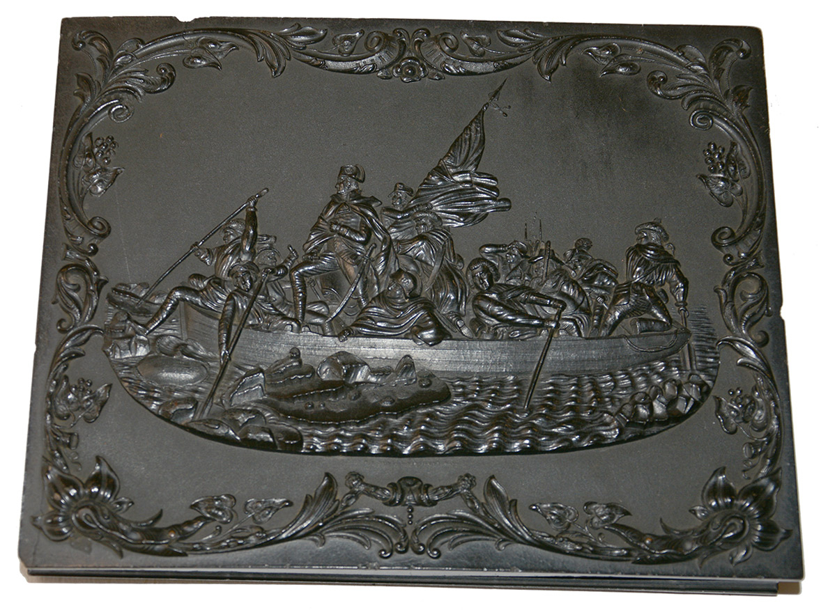 RARE “WASHINGTON CROSSING THE DELAWARE” FULL-PLATE THERMOPLASTIC “UNION” CASE