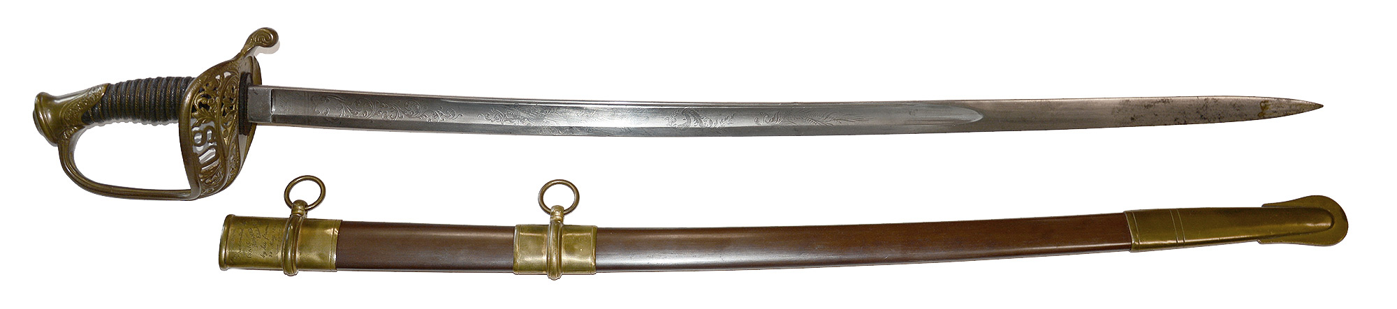 AMES STAFF & FIELD OFFICERS SWORD PRESENTED TO ISAAC HUGHES ELLIOTT 33RD ILLINOIS: WIA, CAPTAIN, MAJOR, LT. COLONEL, COLONEL & BREVET BRIGADIER GENERAL 